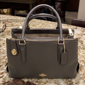 Coach Satchel in Pebble (Taupe) Leather.